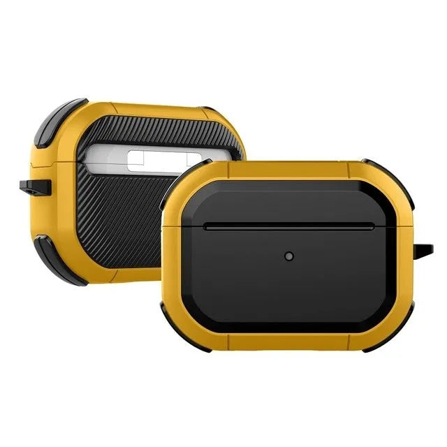 Black TPU and PC protective shell case for Apple AirPods 1, 2, and AirPods Pro charging case