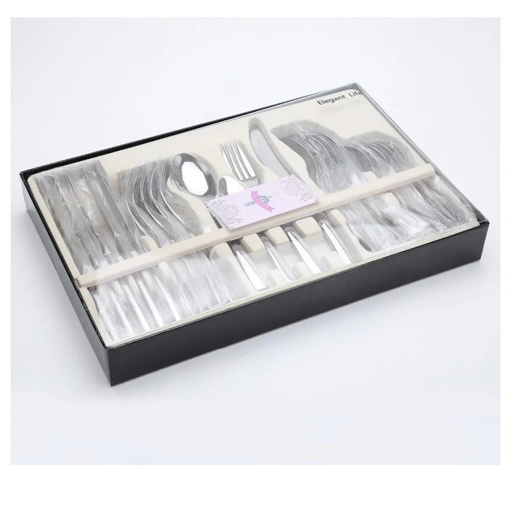 24 piece rice husk flatware set with spoons, knives and forks in a gift box, China or Russian Federation colour