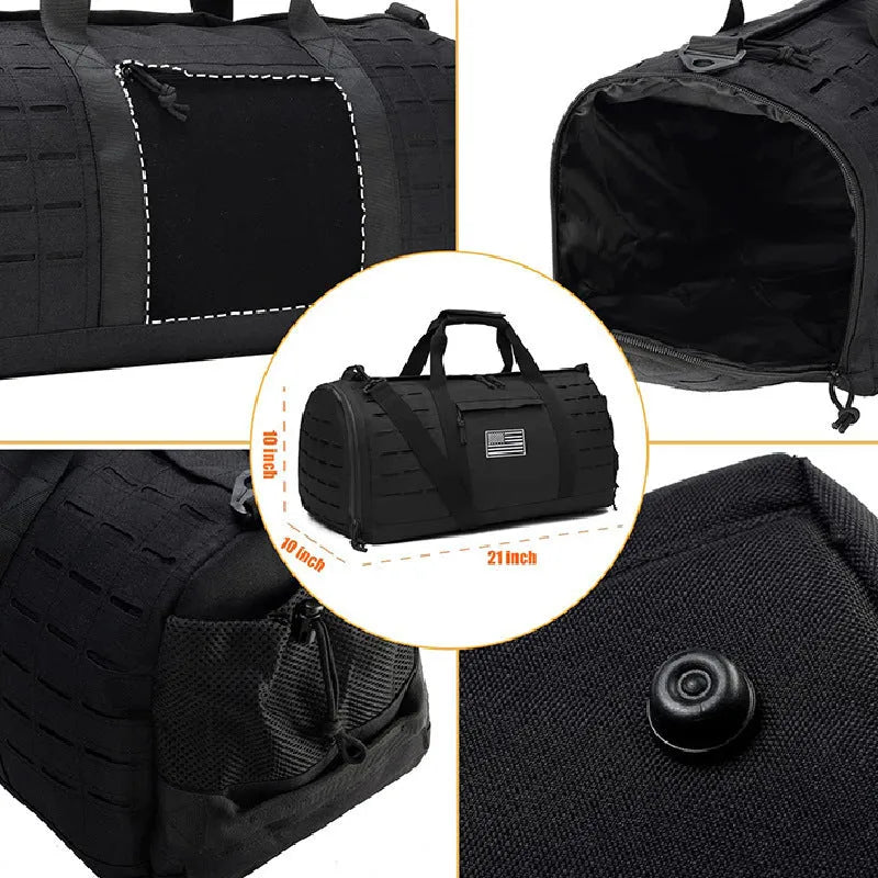 Men's waterproof sports travel handbag with air pillow belt system in khaki colour