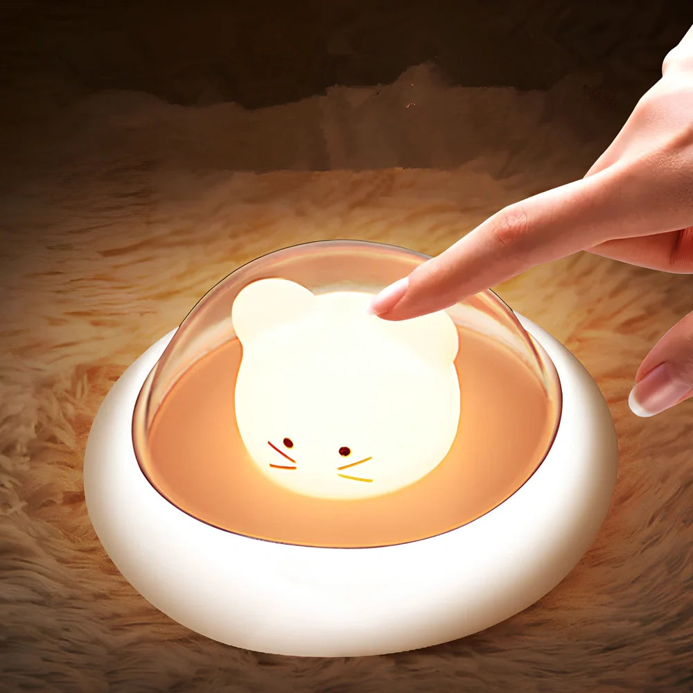 Space Moe Mouse night light with push switch and warm 100 lumen glow for children's bedrooms