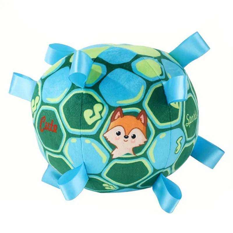 15cm interactive ball dog toy for aggressive chewers with plush handle and bell
