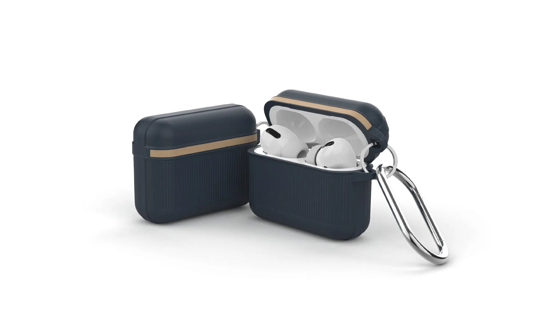 Silicone AirPods case in solid colour with reinforced corners and split design for quick access