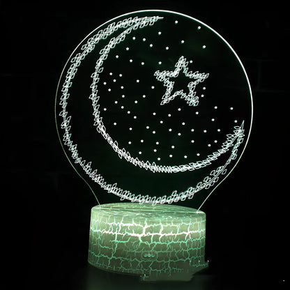 Creative 3D LED bedside night light with 4mm acrylic shade, touch switch, and USB cable on black ABS base