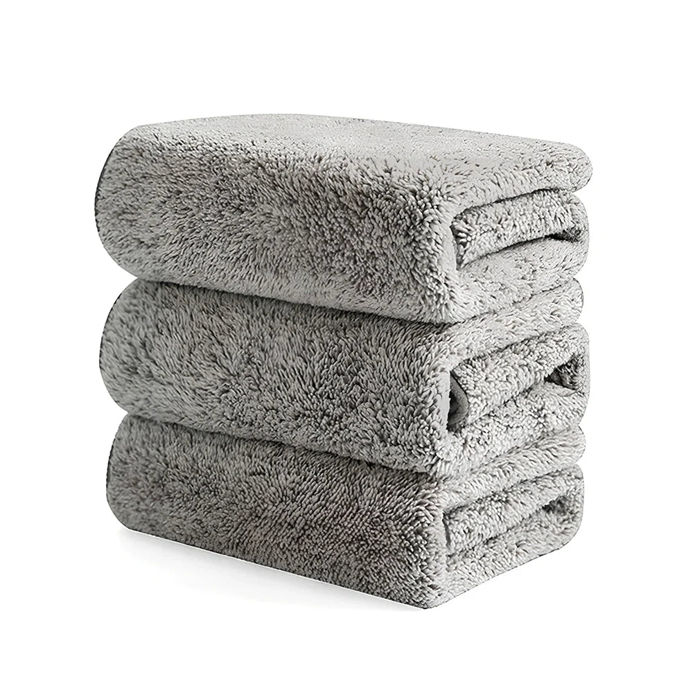 Grey plain pattern Japanese bamboo charcoal superfine fibre dish cloth for kitchen cleaning
