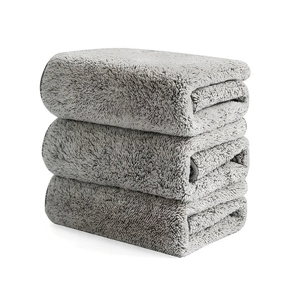 Grey plain pattern Japanese bamboo charcoal superfine fibre dish cloth for kitchen cleaning