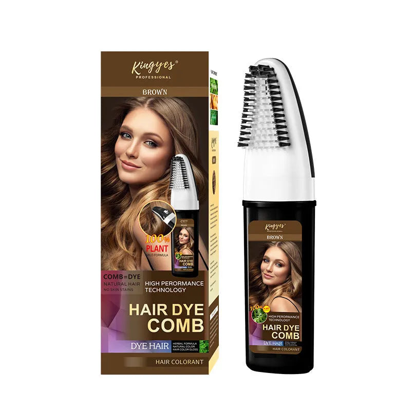 Hair colouring comb kit with 200ml bottle and attached applicator in brown, wine red or dark brown.