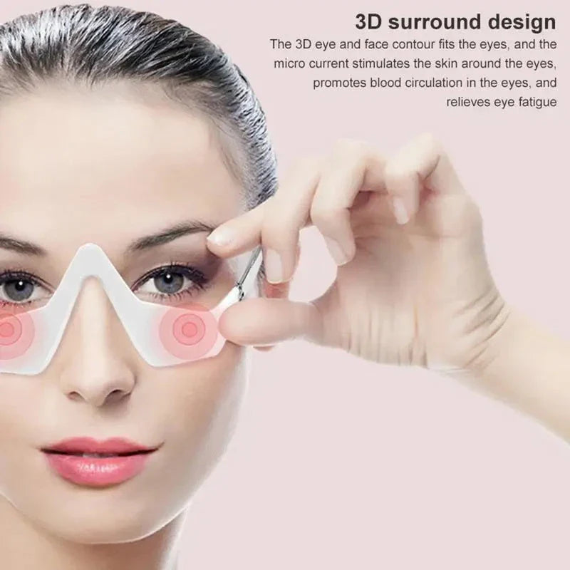 Rechargeable eye massager with micro-current technology to reduce wrinkles, dark circles, and eye puffiness