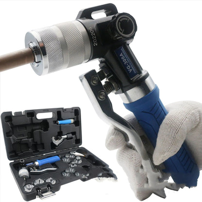 Hydraulic tube expander tool with VG-300 style alloy steel body for flaring copper refrigeration pipes.