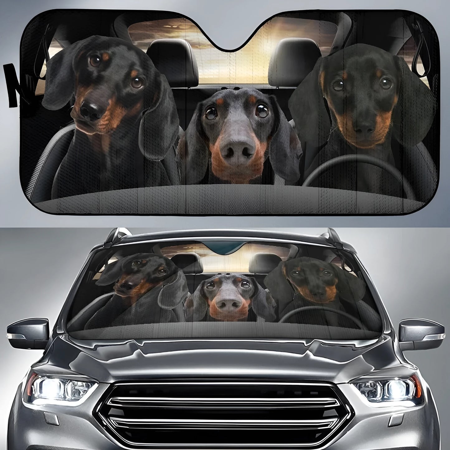 Car front gear sunshade cover with aluminium film construction measuring 130 by 70 centimetres