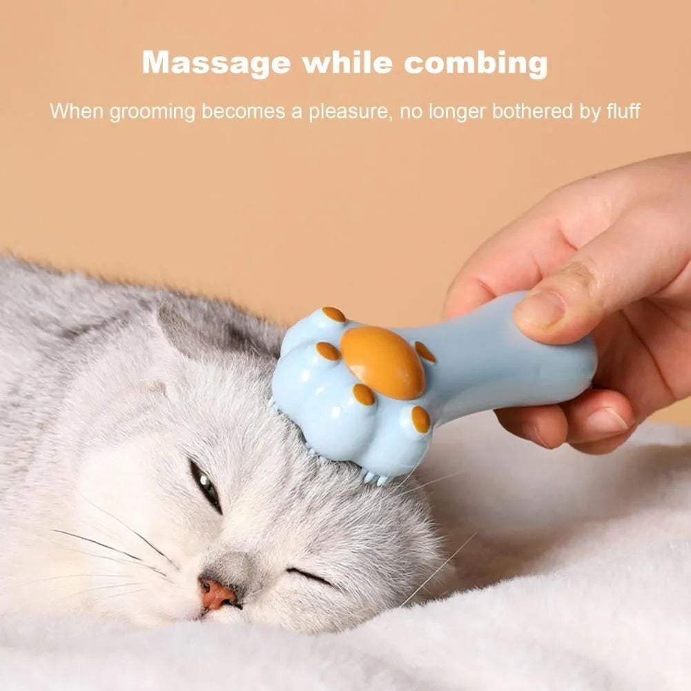 Blue cat grooming comb with rounded teeth and dental cleaning elements, measuring 13.5cm long