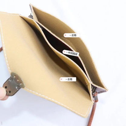 Retro soft brown crossbody messenger bag with a flap and lock closure
