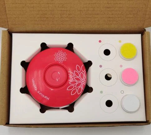 Baby Electric Nail Grinder in red and green with multiple grinding heads