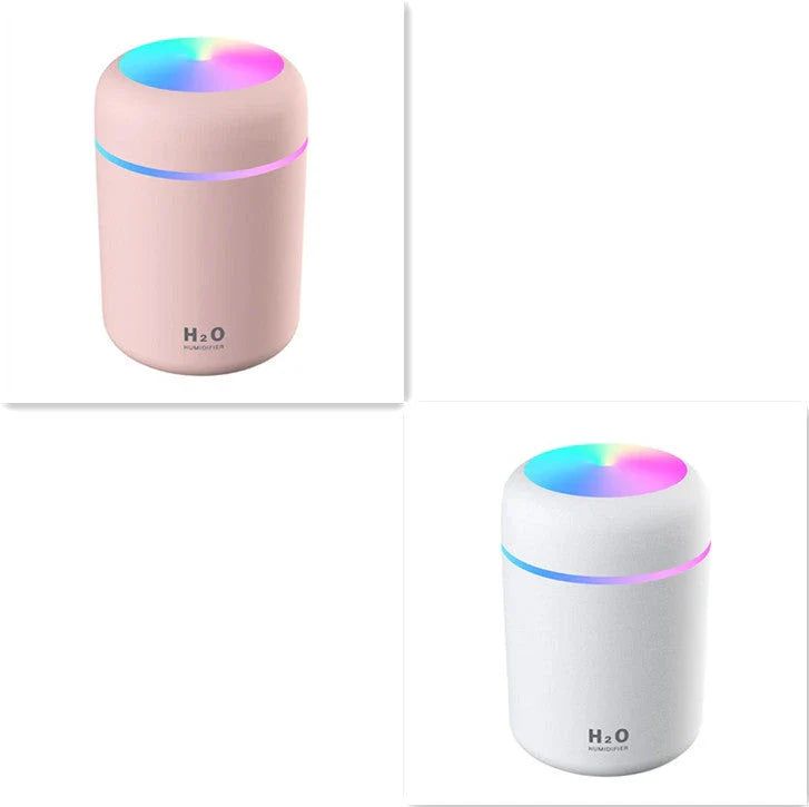 Compact and Quiet Bedroom Mist Humidifier with Soothing Mood Lighting in White, Navy Blue, and Pink Colors