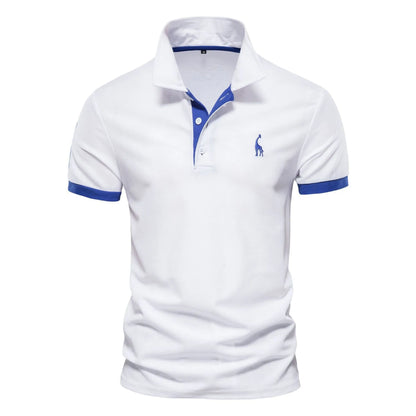 Men's slim-fit short sleeve T-shirt with embroidered deer design on front, available in multiple colours