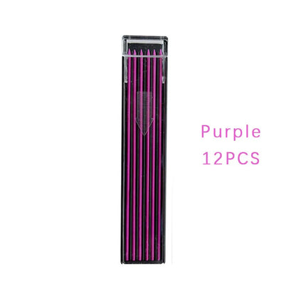 Plastic box containing 12 pieces of multi-coloured 0.5mm mechanical pencil lead refills