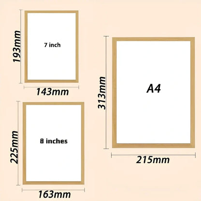 Personalised LED photo frame displaying custom black-and-white sketch with tri-colour lighting options