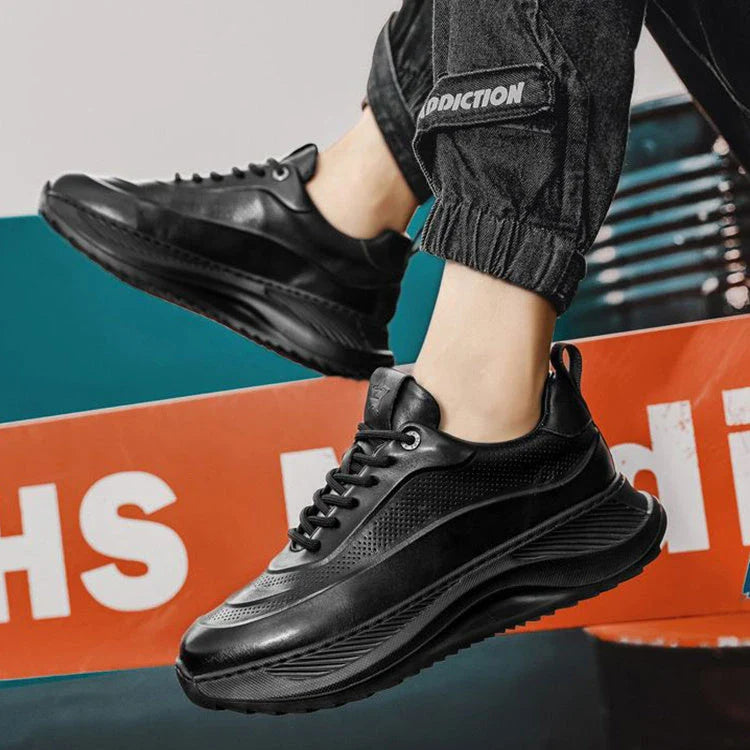 Men's Stylish Thick-Sole Athletic Sneakers in Black, Beige, and Beige Black Colors