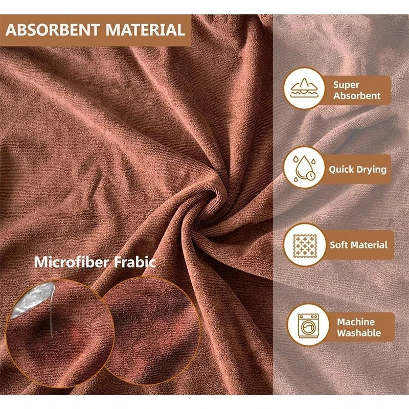 Plush microfiber dog bathrobe towel in gray, designed to keep your furry friend warm and dry after bath time