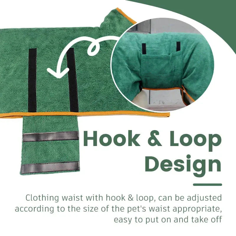 Plush microfiber dog bathrobe towel in gray, designed to keep your furry friend warm and dry after bath time