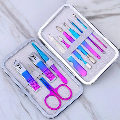 Premium black stainless steel nail clipper tool set with various grooming tools for precise and efficient nail care