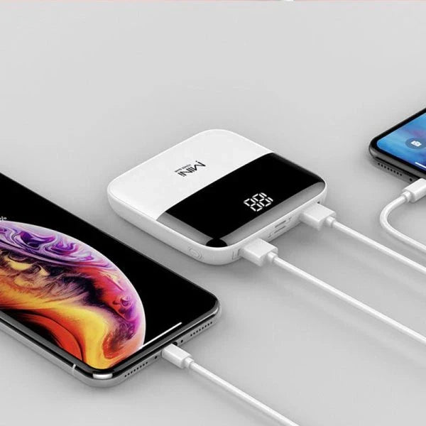 Compact and powerful 10000mAh mini power bank with dual USB ports for charging smartphones, tablets, and other USB-powered devices on the go.