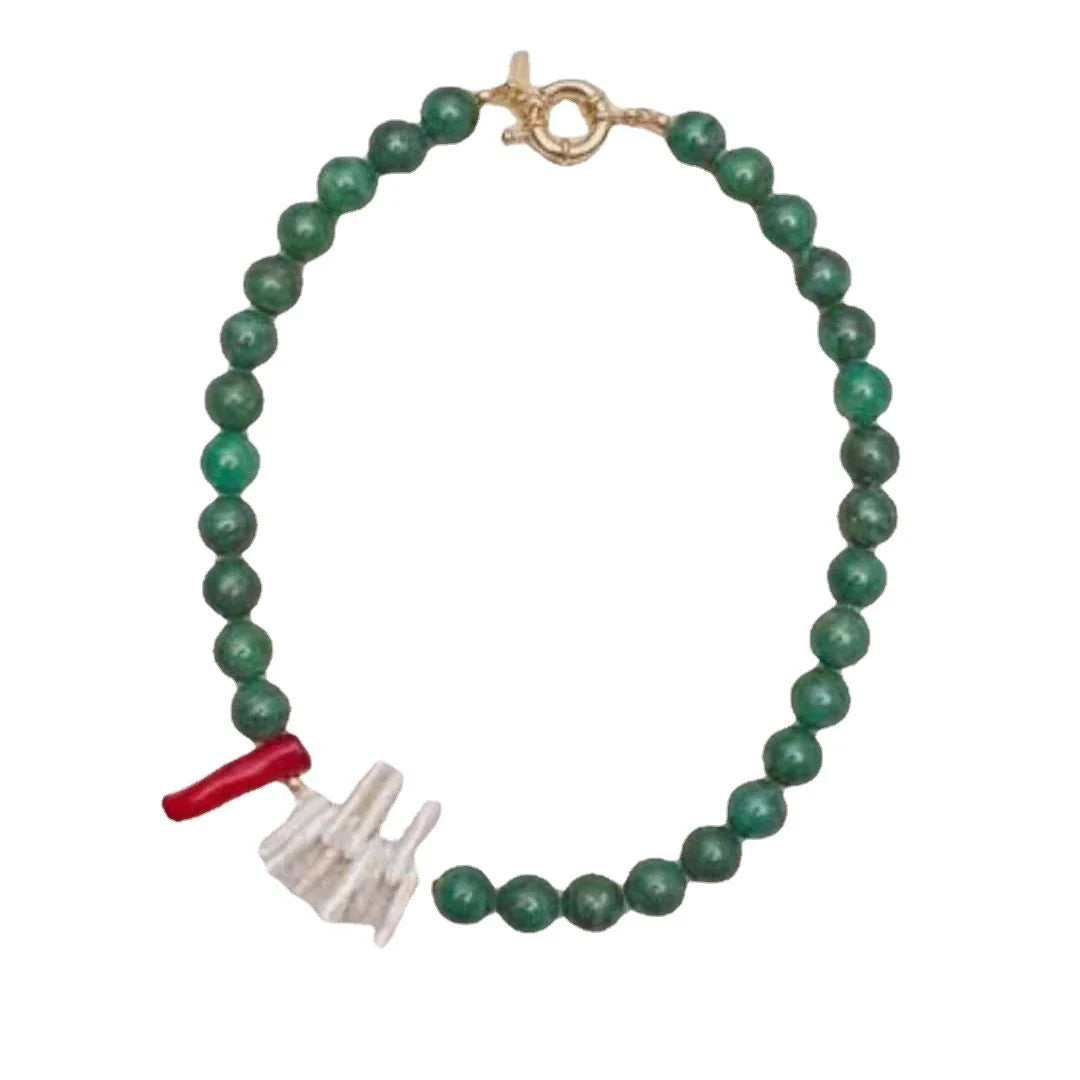 Elegant Natural Stone Baroque Pearl Necklace with Floral Design and Titanium Steel Construction