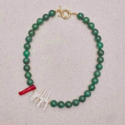 Elegant Natural Stone Baroque Pearl Necklace with Floral Design and Titanium Steel Construction