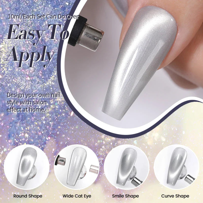 Reflective Moonlight Cat Magnetic Gel Nail Polish with mesmerizing cat-eye effect and long-lasting wear
