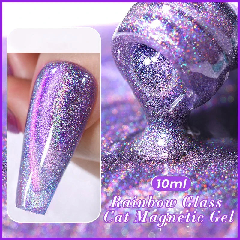 Hhomeenjoy 10ML Reflective Moonlight Cat Magnetic Gel Nail Polish