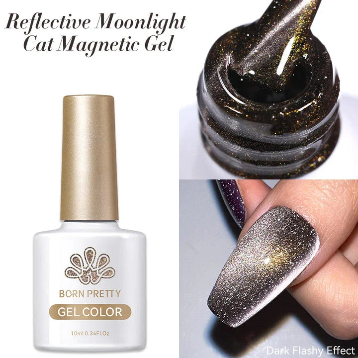 Reflective Moonlight Cat Magnetic Gel Nail Polish with mesmerizing cat-eye effect and long-lasting wear