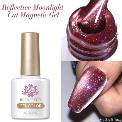 Reflective Moonlight Cat Magnetic Gel Nail Polish with mesmerizing cat-eye effect and long-lasting wear