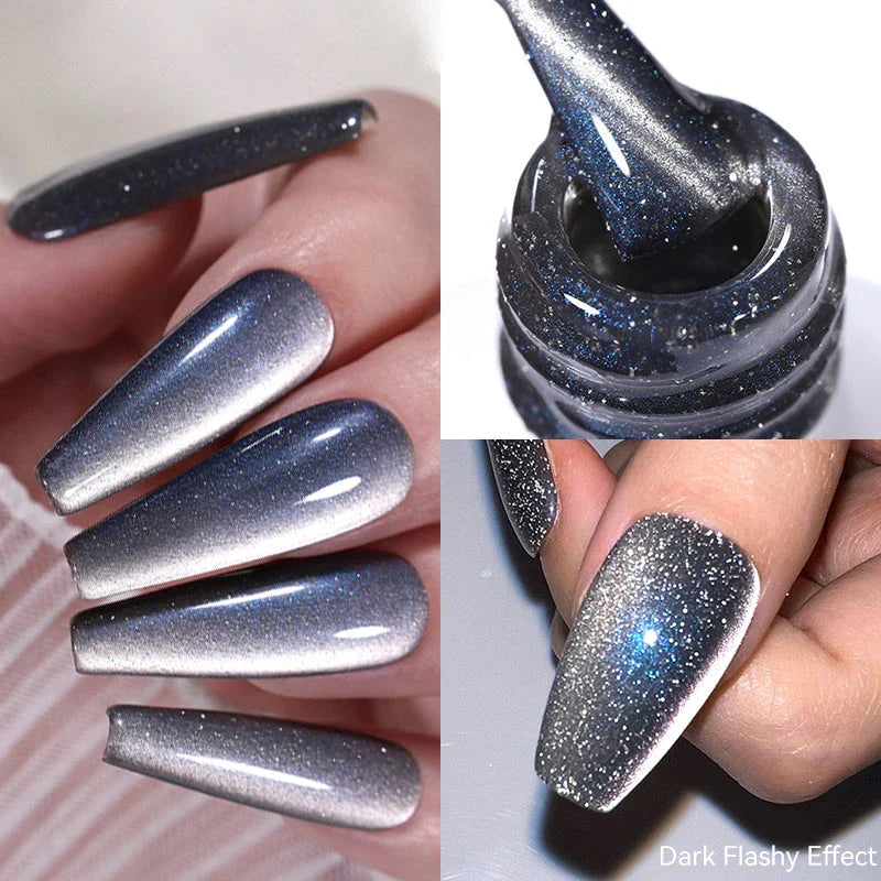 Reflective Moonlight Cat Magnetic Gel Nail Polish with mesmerizing cat-eye effect and long-lasting wear