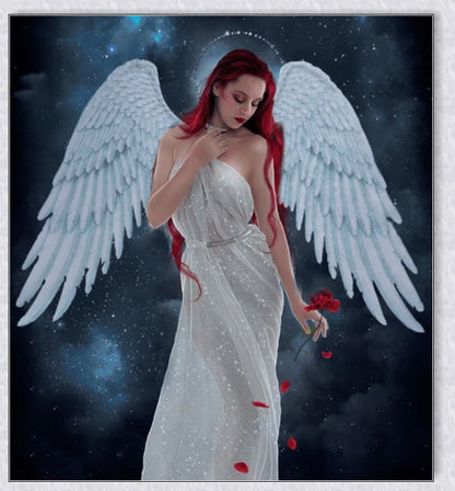 Pair of large, feathered wings in black and white colors, perfect for Halloween costumes and fantasy-themed events.