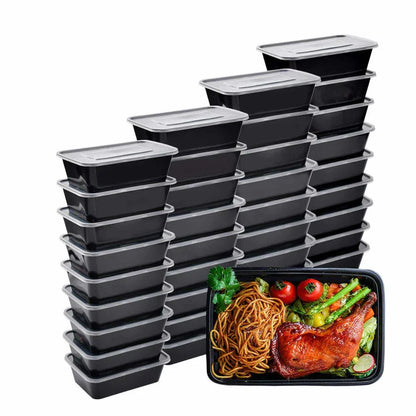 Disposable plastic containers with lids, perfect for meal prep, leftovers storage, and parties