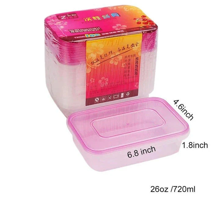 Disposable plastic containers with lids, perfect for meal prep, leftovers storage, and parties