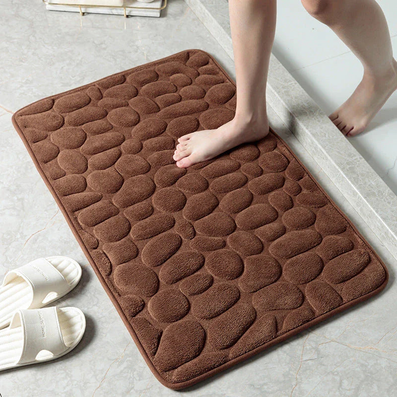 Hhomeenjoy  Embossed Cobblestone Memory Foam Bath Mat