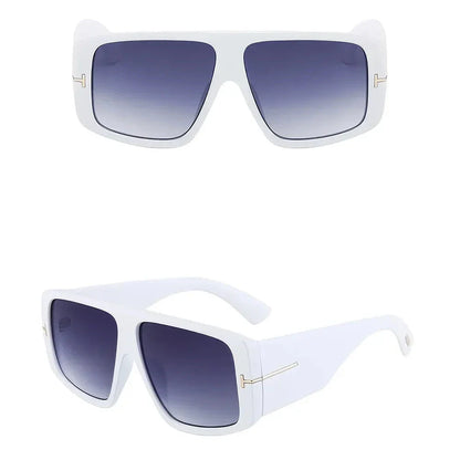 Oversized square sunglasses in matte gray color with gradient lenses, offering a bold and trendy look with UV protection.
