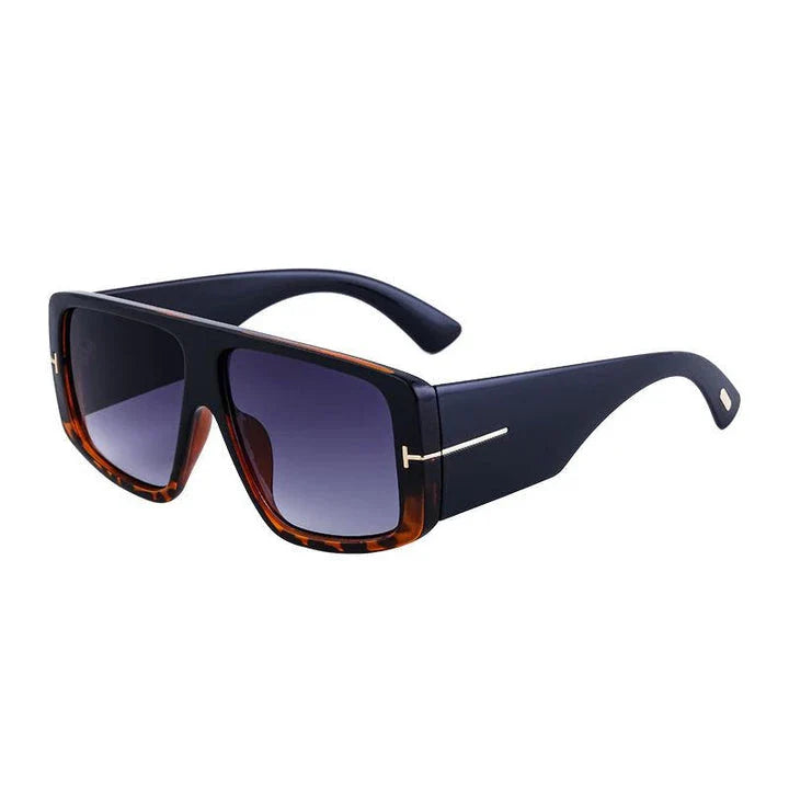 Oversized square sunglasses in matte gray color with gradient lenses, offering a bold and trendy look with UV protection.