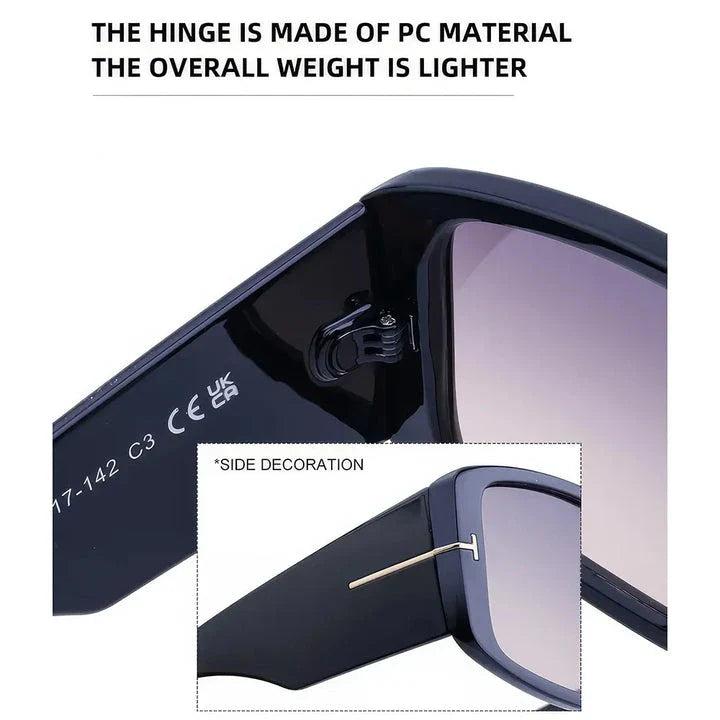 Oversized square sunglasses in matte gray color with gradient lenses, offering a bold and trendy look with UV protection.