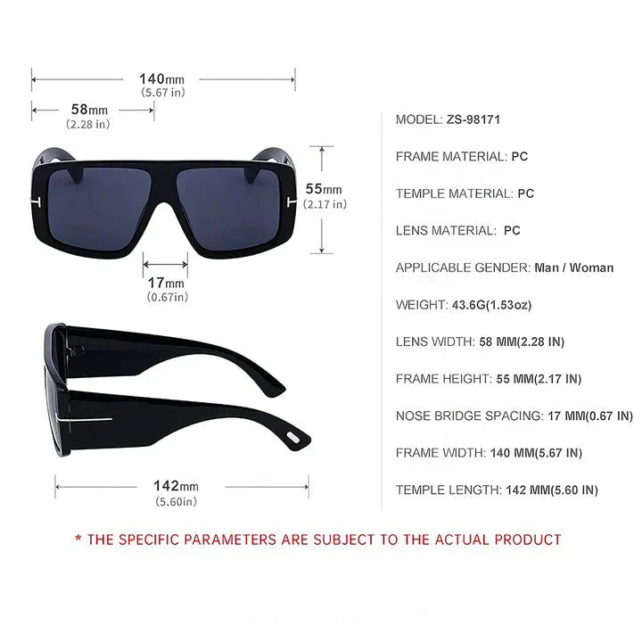 Oversized square sunglasses in matte gray color with gradient lenses, offering a bold and trendy look with UV protection.