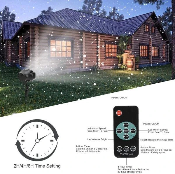 Hhomeenjoy Christmas Falling Snow Flake LED Light Projector For Outdoor and Indoor