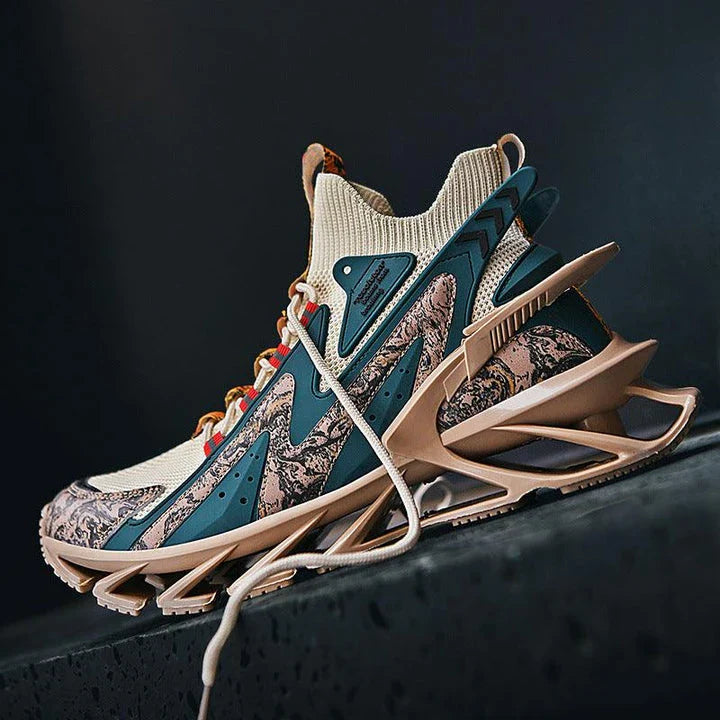 Casual sports shoes with breathable mesh upper, thick shock-absorbing soles, and stylish design