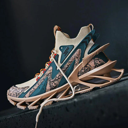 Casual sports shoes with breathable mesh upper, thick shock-absorbing soles, and stylish design