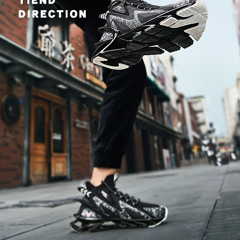 Casual sports shoes with breathable mesh upper, thick shock-absorbing soles, and stylish design