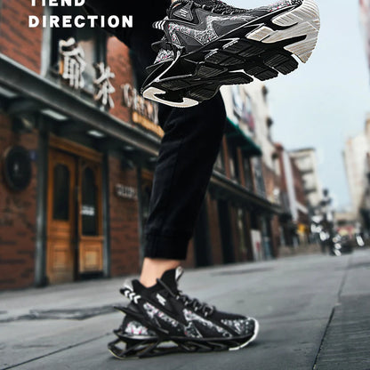 Casual sports shoes with breathable mesh upper, thick shock-absorbing soles, and stylish design