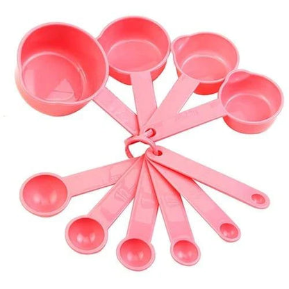 Pink Baking Measuring Cups and Spoons Set - 10 Piece Precision Measuring Tools for Accurate Baking and Cooking