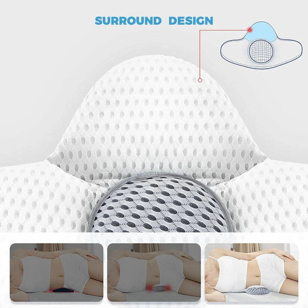 Buckwheat Lumbar Sleep Pillow with Ergonomic Design for Back Support and Pain Relief