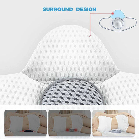 Buckwheat Lumbar Sleep Pillow with Ergonomic Design for Back Support and Pain Relief