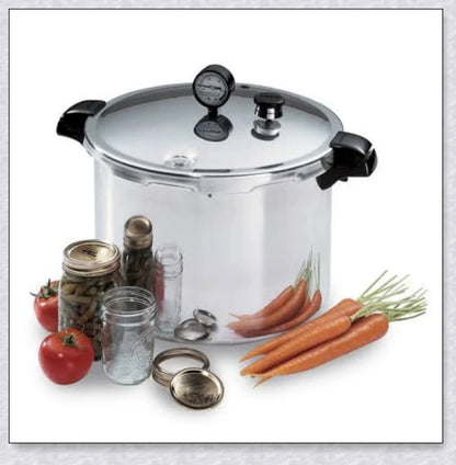 Premium Aluminum 23 Quart Pressure Canner And Cooker with deluxe pressure gauge for safe, convenient home canning