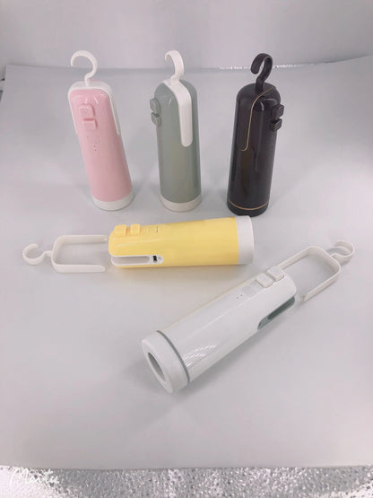 A compact, multi-functional electric vacuum sealer device with various nozzle attachments for sealing, inflating, and organizing kitchen and home storage.